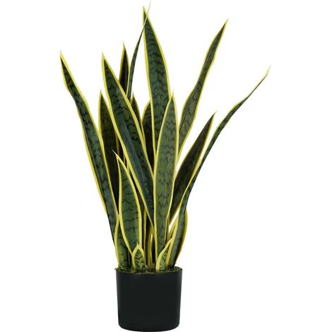 Wintem Pianta di Sansevieria Artificiale con 21 Foglie in Polietilene, Alta 75 cm con Vaso Ø15x12,3 cm - Pianta Finta Ideale per Interni, Decorazione Casa (1/5)
