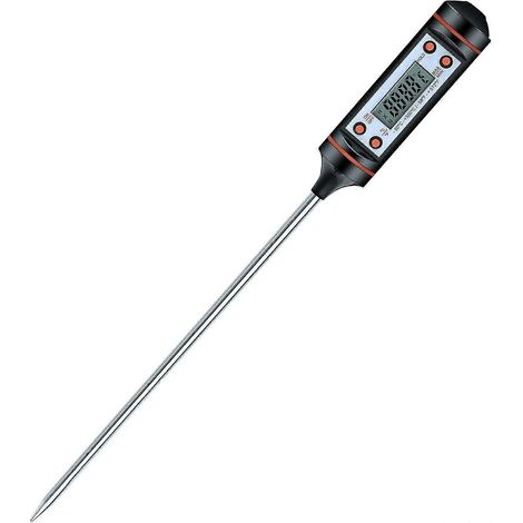 Thermomètre de cuisine numérique, lecture instantanée en 5 secondes, sonde en acier inoxydable (noir) (1/5)