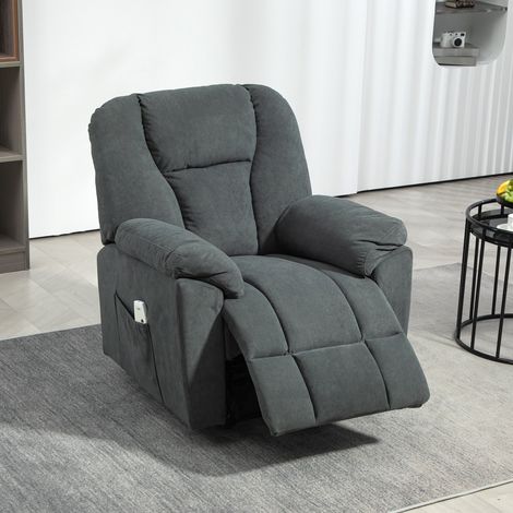 Elektrischer Relaxsessel mit Massage- und Wärme-Funktionen, Polstersessel mit USB-Anschluss, Seitentaschen, Grau (1/5)
