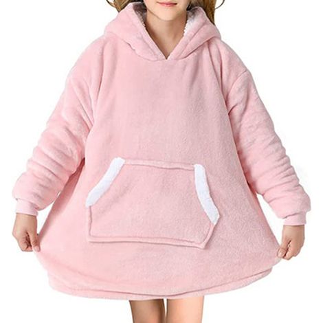 Plaid À Capuche Enfant - Polaire Douce - Pour Canapé Télévision Lecture Sieste - 70 cm - Rose