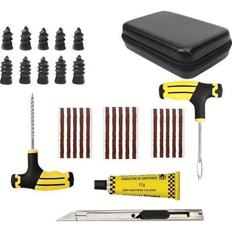 Kit de reparación de emergencia para neumáticos de coche (30 piezas) para coches, motos, vehículos eléctricos y neumáticos sin cámara. (1/5)