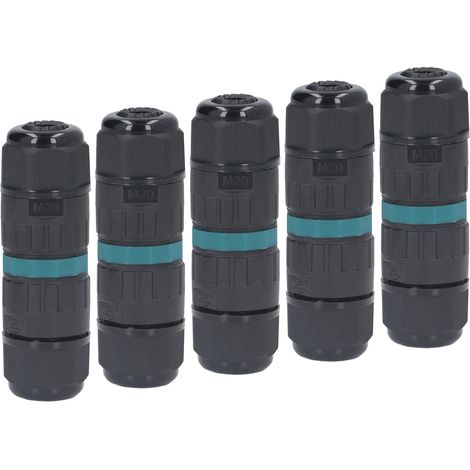 Lot de 5 connecteurs étanches M20 3 broches 9-12 mm à connexion rapide pour usage extérieur (1/5)