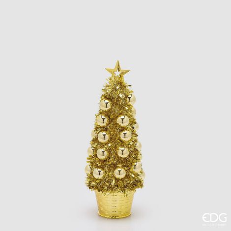 EDG Enzo De Gasperi Decoro Pino con Palle Gold H35 Ø13 cm – Decorazione di Natale (1/2)