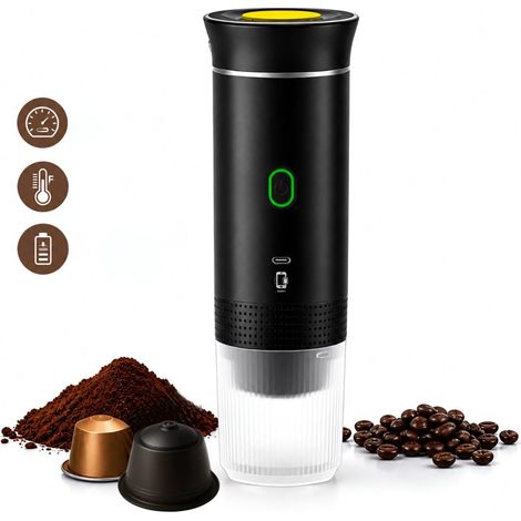 Machine à café expresso portable USB, noire, haute pression 20 bars, compatible avec les capsules Nespresso et Dolce Gusto et le caf (1/5)