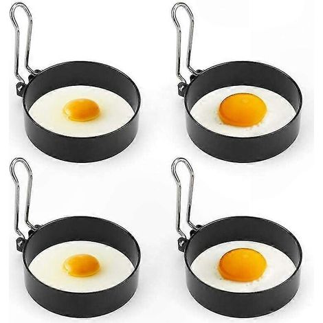 Set mit 4 antihaftbeschichteten Eierformen, runden Edelstahlringen zum Braten, Pochieren und Dämpfen, wiederverwendbares Küchenzubehör. (1/5)