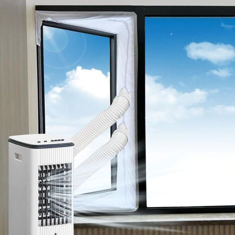 400 cm Tür-/Fensterdichtungsset für tragbare Klimageräte, Klimaanlagen, Wäschetrockner und Luftentfeuchter, Abdichtung des Ablaufschlauchs mit Reißverschluss, einfache Installation (4 m) (1/5)