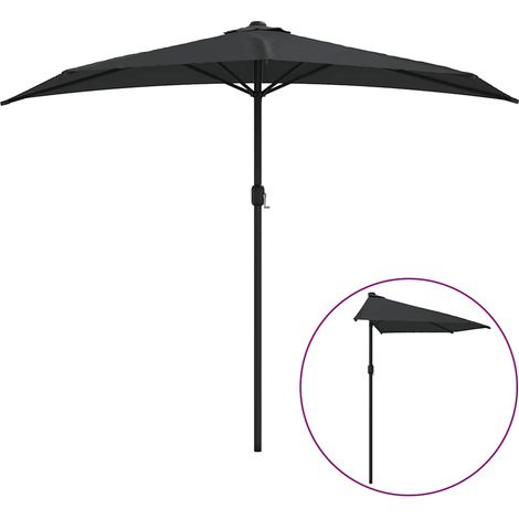 Parasol de balcon, Parasol pour Balcon Jardin Plage Terrasse, avec mât en aluminium Noir 270x135x245cm Demi OIB9184E (1/5)
