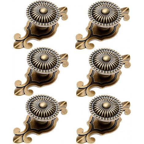 6 Piezas de Tirador de Muebles Retro 2 en 1 para Armario y Cajón con Tornillos Bronce (1/5)