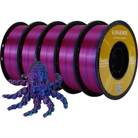 Filamento per stampante 3D, PLA setoso, multicolore, rosso, verde, blu (1/2)