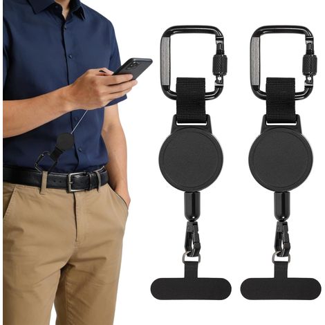 2PCS Telefon-Sicherheits-Lanyard, einziehbares Anti-Fall-Telefon-Tether-Handy-Lanyard, Anti-Diebstahl-Telefon-Tether zum Wandern, Radfahren, Klettern, Skifahren, Laufen (1/5)