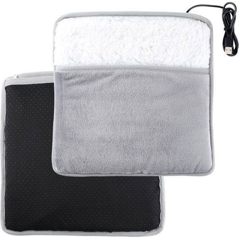 Chauffe-pieds thermostatique, prise USB domestique, chauffage électrique sans eau, gris, 29 x 29 x 2,5 cm (1/4)