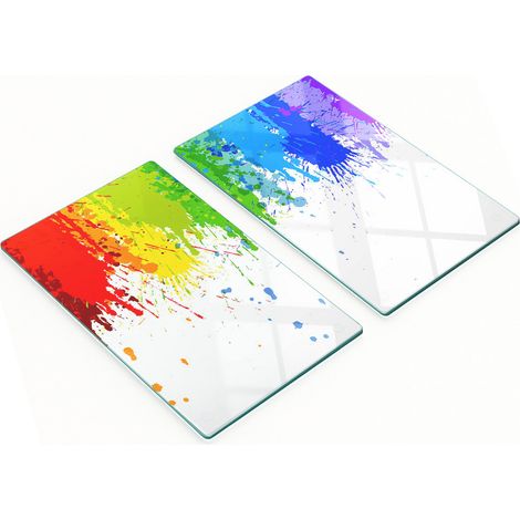 Taglieri decorativi in vetro temperato con pois arcobaleno, 2x30x52 cm (1/5)