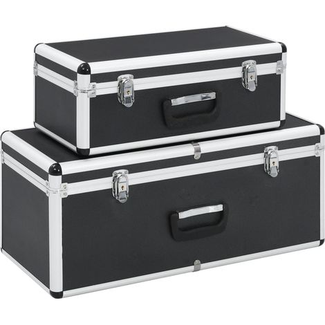 Cajas de almacenamiento 2 unidades aluminio negro