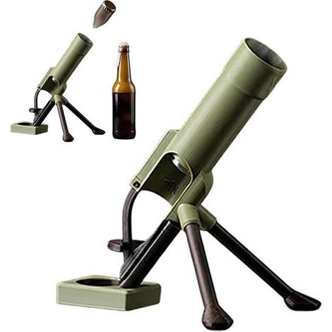 Abrebotellas creativo con forma de mortero, Diseño de tubo de mortero de 51 mm, Diseño militar retro, Verde militar, Gadget único para fiestas (1/5)