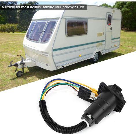 Câble de connexion plat 4 broches vers rond 7 broches, type américain, pour câblage de camping-car, camion ou remorque, avec support, 6-24 V (1/4)