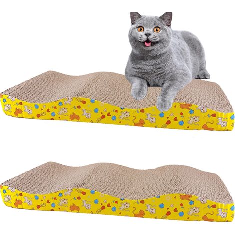 Griffoir pour chat, griffoir réversible en carton, grand format, moderne, pour canapé-lit, avec herbe à chat (lot de 2) (1/5)