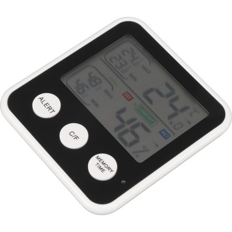 Thermomètre d'ambiance avec écran LCD 3,7 pouces, haute précision, indicateur de niveau de confort et capteur d'humidité pour la maison, la cuisine et le bureau (noir). (1/5)