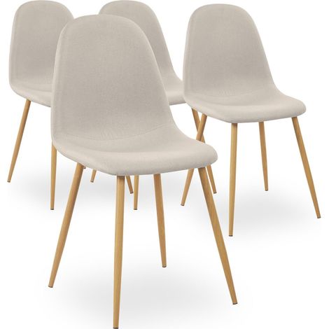 Lot de 4 chaises scandinaves Gao Tissu Beige