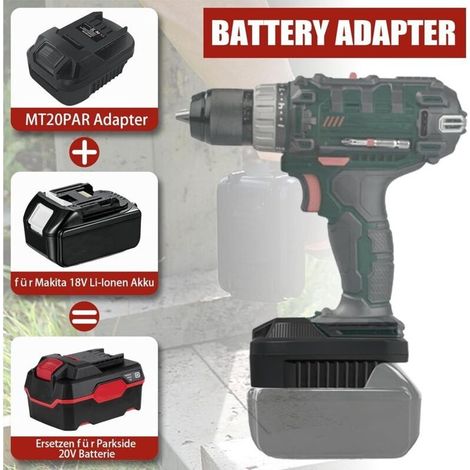 MT20PAR Adaptateur de batterie pour Makita vers outil électrique Parkside Convertisseur de batterie pour Makita 18 V BL1860 BL1850 Li-Ion Convertisseur vers outil électrique Parkside 20 V XTe (1/5)