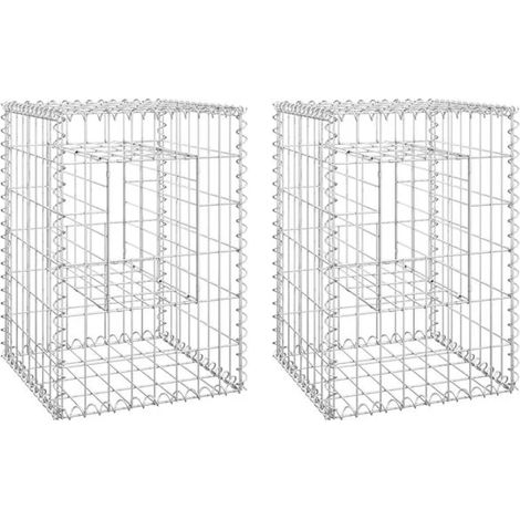Poteaux de cage à gabions, 2 poteaux, 40x40x60 cm, en fer. (1/5)