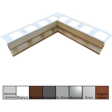Gocciolatoio/Angolare/Giunzione TOP in Alluminio per Balconi e Terrazze - Barra da 2,7 metri : Colore - Ruggine Chiaro, Modello - ANGOLARE INTERNO