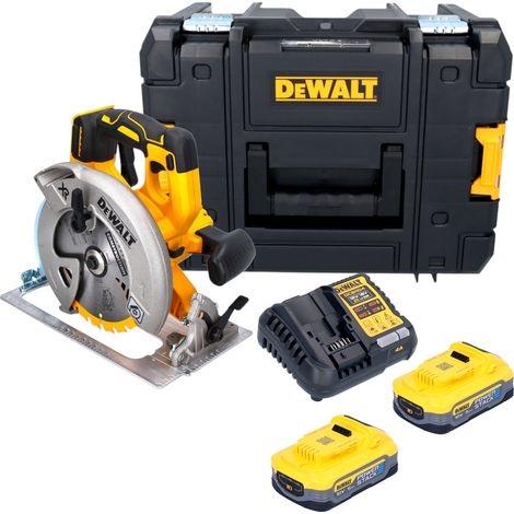 DeWalt DCS 570 H2T Akku Handkreissäge 18 V 184 mm Brushless + 2x Powerstack Akku 5,0 Ah + Ladegerät + TSTAK (1/5)