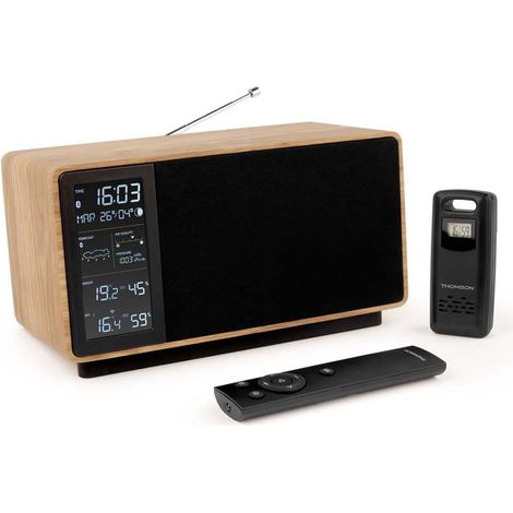 Thomson WS202TBK Altoparlante Bluetooth Con Stazione Meteo E Radio FM 50W Nero