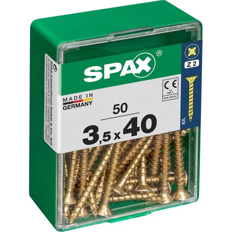 Boîte 50 Unités. Vis A Bois Spax Cab. Plat Yellox 3.5x40mm Spax (1/3)