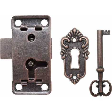 Ensemble de Serrure Antique Serrure Antique et Clé, Design Vintage Serrure de Meuble Décorative - Pour Boîte à Bijoux/Boîte en Bois/Tiroir/Armoire/Boîte Antique 5326mm (1/5)