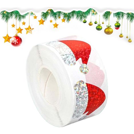 Étiquettes de Noël, 500 feuilles par paquet, étiquettes en forme de bonnet de Père Noël, autocollants imperméables à faire soi-même (1/5)