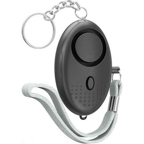 Personal Alarm, Anti-Assault Keychain - 130dB Emergency Security Pocket Alarm with LED Light - Prevention Warning for Women and Children (Black)