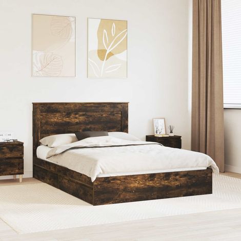 Aufbewahrungsbett Geräucherte Eiche 160 x 200 cm Holzwerkstoff