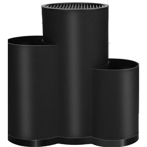 Porte-ustensiles de cuisine - Plastique - Noir - Organisateur de plan de travail - Porte-couteaux et louches - Rangement cuisine - Support pour ustensiles (1/5)