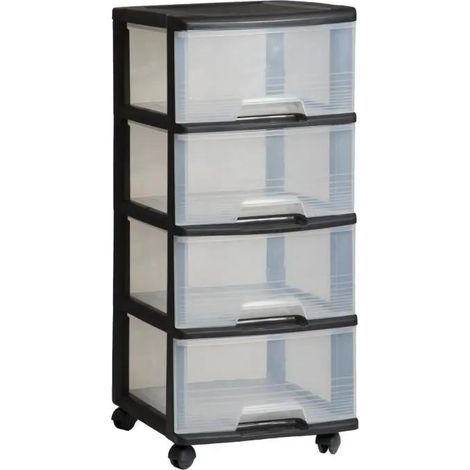 Curver Meuble de rangement sur roulettes noir pratique