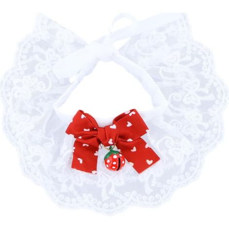 Bavoir pour Animal De Compagnie, Collier en Dentelle pour Chat avec Clochette, Collier Ajustable, Doux, Confortable Et Adapté Aux Animaux De Petite Et Moyenne Taille (M, 25 Cm) (1/5)