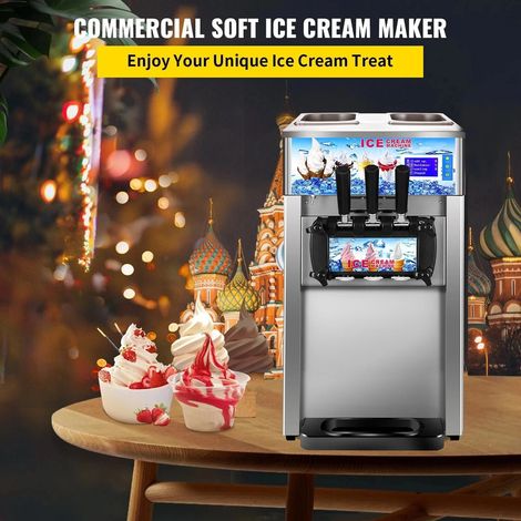 Sihao Kommerzielle Softeismaschine Speiseeismaschine Eiscreme 3 Flavors 18L/H