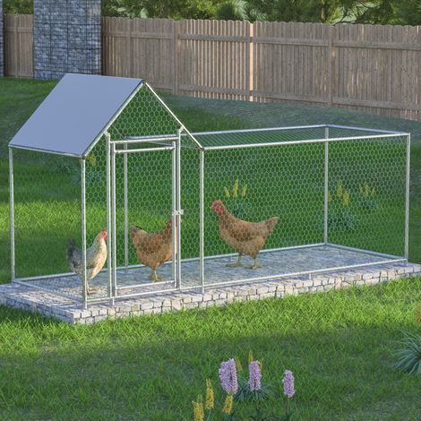 Enclos métallique 3×1×1,5 m pour petits animaux, poules lapins, serrure sécurité, bâche PE étanche (1/5)