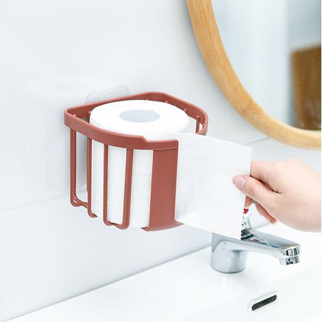 Roter, an der Wand montierter Toilettenpapierhalter, Toilettenpapierspender, Toilettenstützen aus Metall. (1/5)