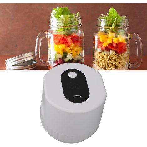 Wiederaufladbarer elektrischer Einmachglas-Verschließer aus ABS-Platine, kabellos, kompakt, USB-Anschluss, für frisches Joghurt und Kimchi, komplettes Set mit 5 großen und kleinen Deckeln inklusive Ka (1/5)