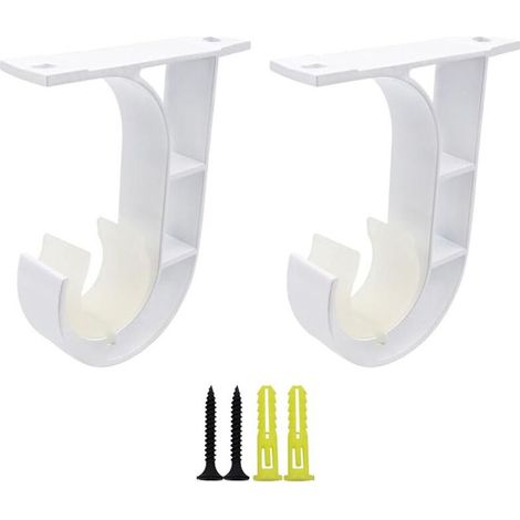 Lot de 2 supports de rideaux réglables, crochets de 20 à 24 mm, supports de tringle à rideaux robustes en aluminium avec vis pour rideaux ou armoires (blanc) (1/4)