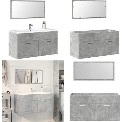 vidaXL Armoire de bain avec miroir gris béton bois d'ingénierie (1/5)