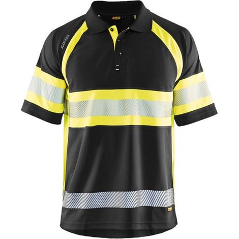 Polo de travail haute visibilité anti-UV 3338 - Noir/Jaune fluo 4XL (1/5)