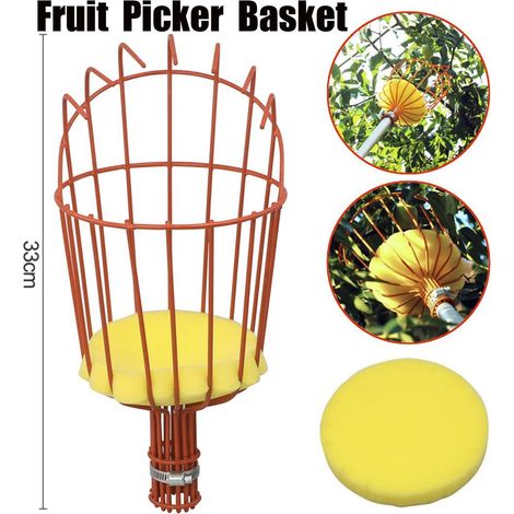 Panier Cueilleur De Fruits - Aluminium - 33 X 14 5 X 14 5 Cm - Pour Perche Filetée Standard - 1 Pièce (1/5)