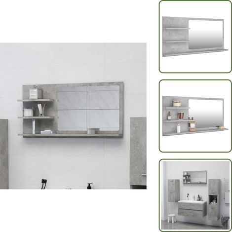 The Living Store Miroir de salle de bain gris béton bois d’ingénierie - Miroir de salle de bain (1/5)