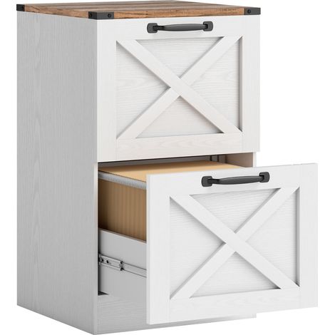 HOMCOM cajonera escritorio con 2 cajones, cajonera de oficina, mueble archivador, con riel colgante para A4 y carta, 40x40x71 cm, blanco