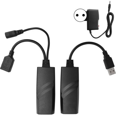 Câble Rallonge USB 2.0 vers RJ45 Adaptateur Convertisseur Extendeur CAT5E/CAT6 100-240V Prise UE (1/5)