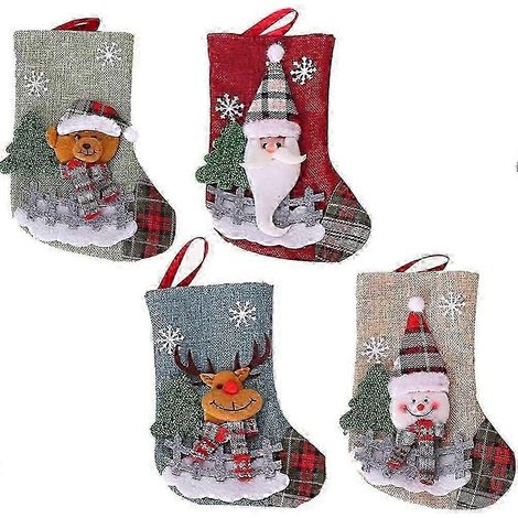 Chaussettes de Noël Tizzy (lot de 4) - Chaussettes de Noël à suspendre - Sac cadeau - Bonbons à suspendre (1/5)