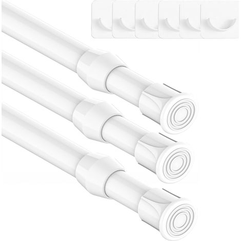 Lot de 3 Tringles Extensible Barre de Serrage Extensible en Métal pour Rideaux Pour Fenêtres Armoires Penderie Salle(30-45cm,Blanc) (1/5)