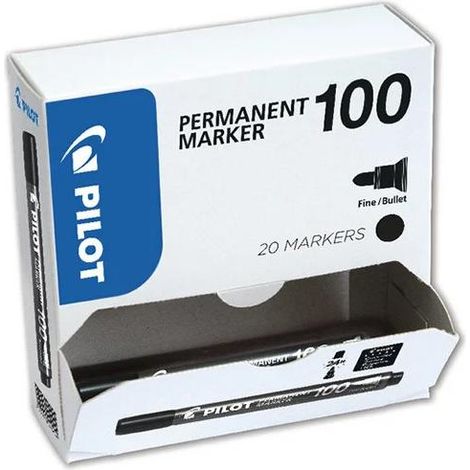 Pilot 100 marcatore permanente Tipo di punta Nero 20 pz (1/4)
