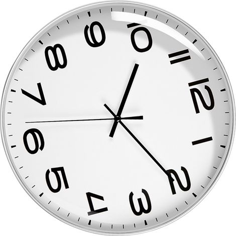 Horloge de bureau 30 cm (12 pouces) à quartz, mouvement simple et silencieux, en ABS écologique, inodore et durable, pour chambre ou bureau, panneau et cadre blancs. (1/5)
